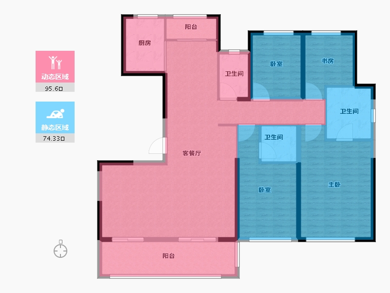 陕西省-咸阳市-中天诚品-154.41-户型库-动静分区