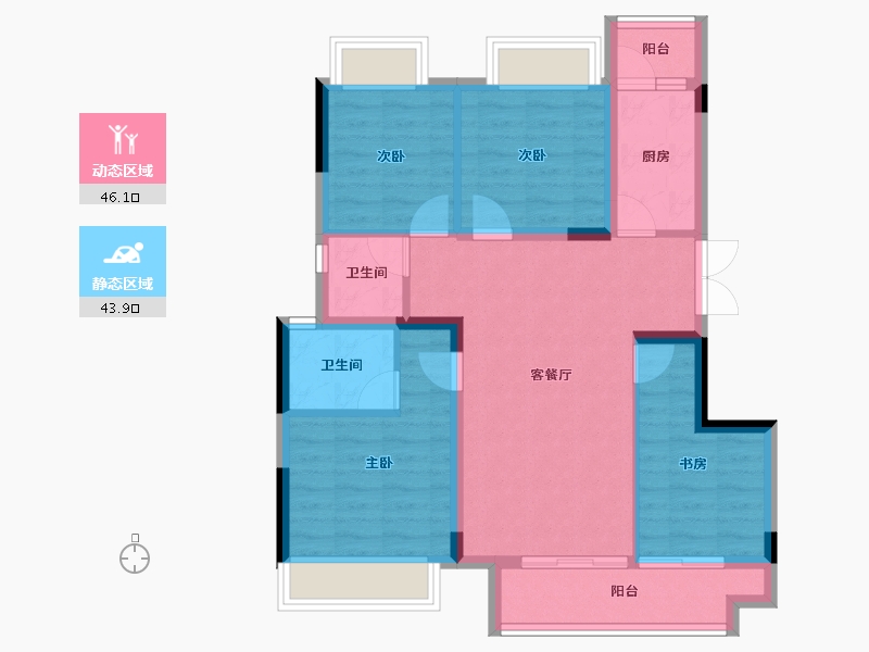 重庆-重庆市-溪山玥-80.00-户型库-动静分区