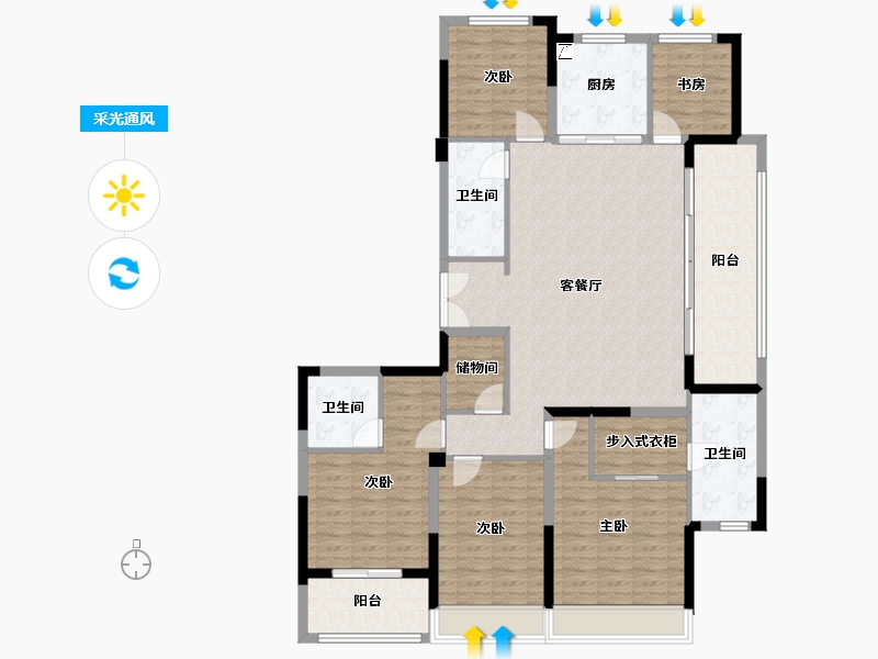 浙江省-杭州市-滨江·观品-143.25-户型库-采光通风