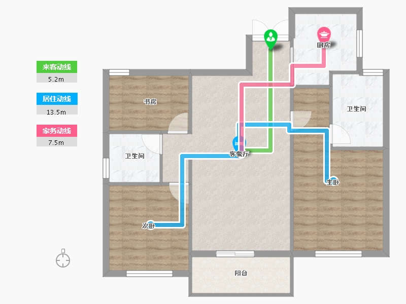 浙江省-绍兴市-绿城明月春江-90.42-户型库-动静线