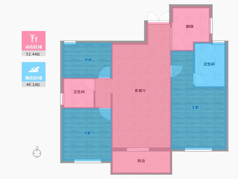 浙江省-绍兴市-绿城明月春江-90.42-户型库-动静分区