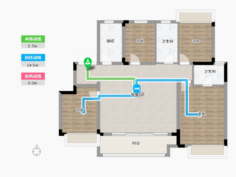 浙江省-绍兴市-世纪江湾-104.81-户型库-动静线