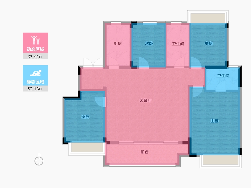 浙江省-绍兴市-世纪江湾-104.81-户型库-动静分区