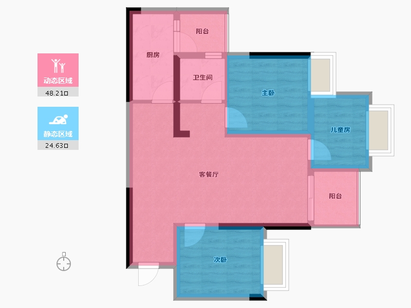 重庆-重庆市-溪山玥-64.19-户型库-动静分区