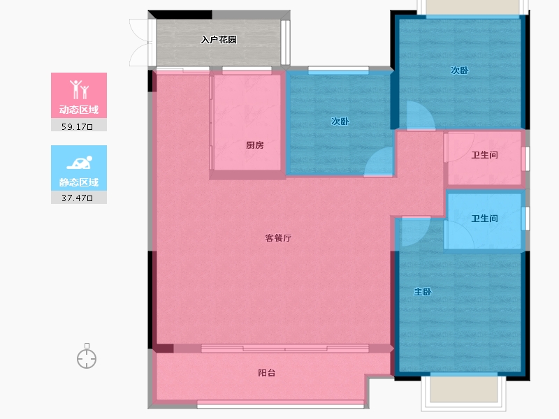 重庆-重庆市-珠江城-92.14-户型库-动静分区