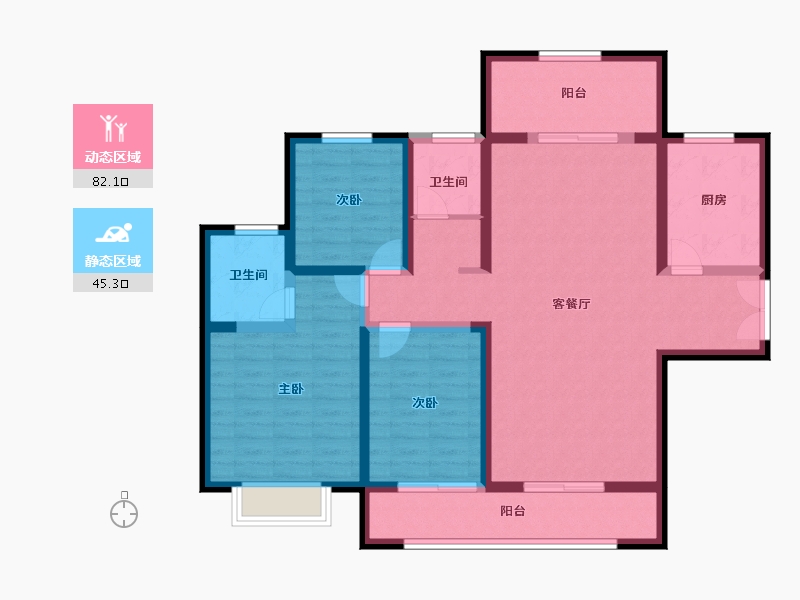 陕西省-西安市-高新云锦-113.60-户型库-动静分区