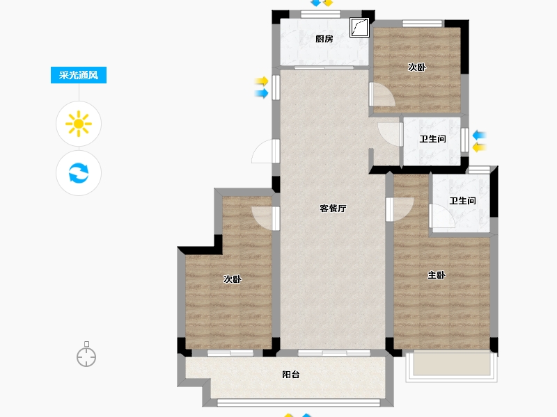 浙江省-绍兴市-世纪江湾-86.40-户型库-采光通风