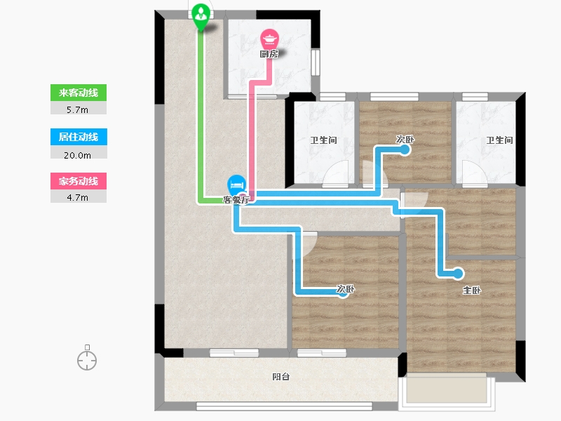 浙江省-台州市-云樾玖溪-86.40-户型库-动静线