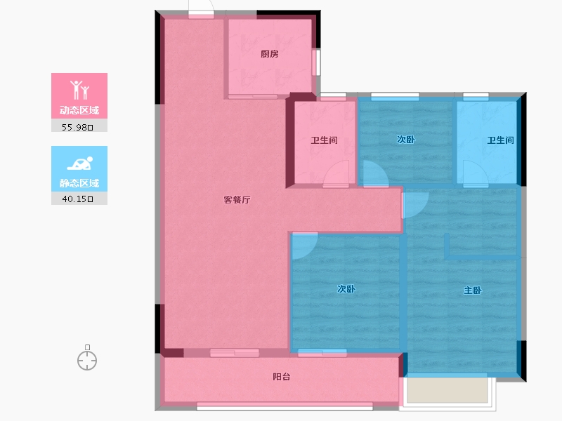 浙江省-台州市-云樾玖溪-86.40-户型库-动静分区