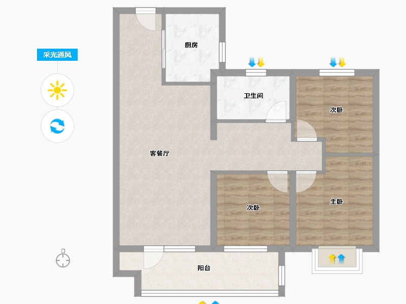 山东省-青岛市-灵山湾壹号-79.00-户型库-采光通风