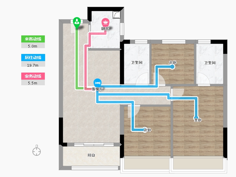 浙江省-绍兴市-金辉半岛云著-76.80-户型库-动静线