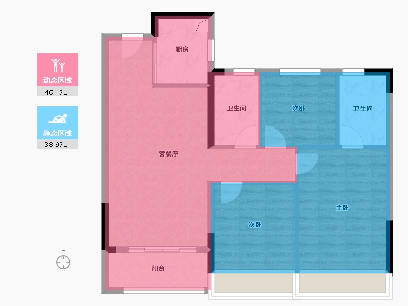 浙江省-绍兴市-金辉半岛云著-76.80-户型库-动静分区