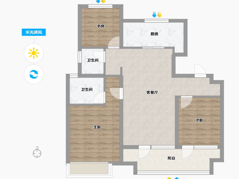 山东省-青岛市-卓越玺悦-83.62-户型库-采光通风