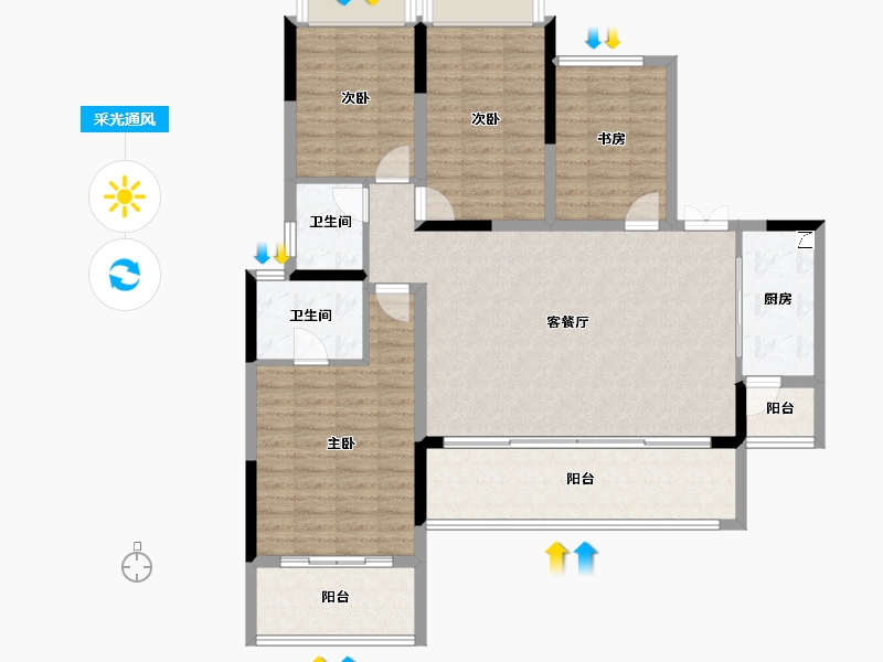 重庆-重庆市-金辉中央铭著-122.13-户型库-采光通风