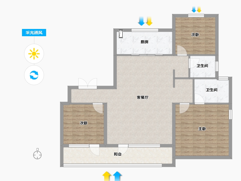 山东省-青岛市-灵山湾壹号-108.00-户型库-采光通风