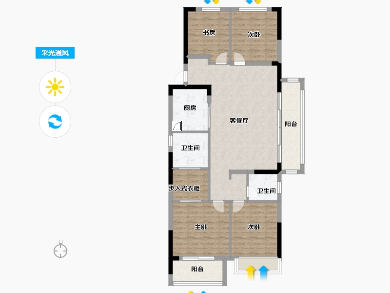 浙江省-绍兴市-世纪江湾-100.80-户型库-采光通风