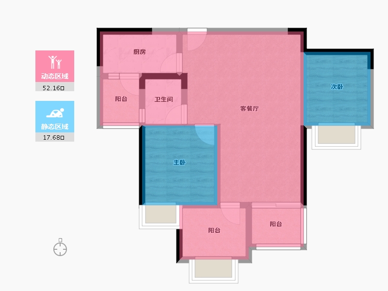 重庆-重庆市-溪山玥-61.33-户型库-动静分区