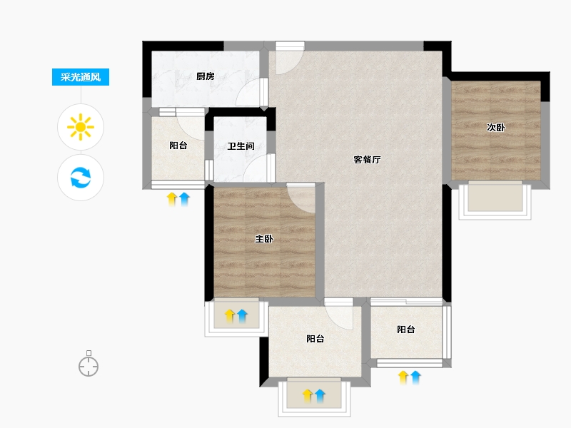 重庆-重庆市-溪山玥-61.33-户型库-采光通风