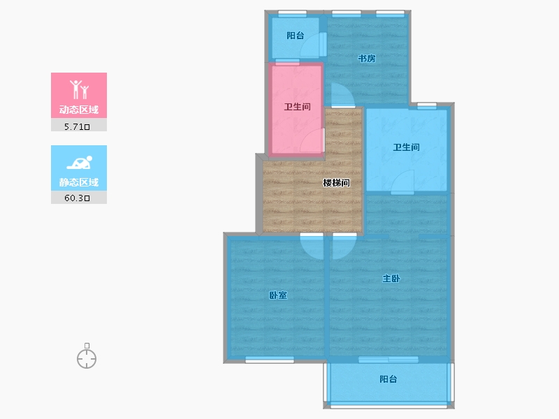 陕西省-咸阳市-中天诚品-69.05-户型库-动静分区