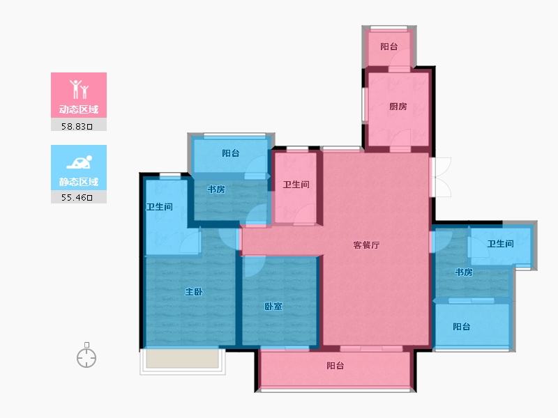 陕西省-咸阳市-乐华城香榭庄园-100.63-户型库-动静分区