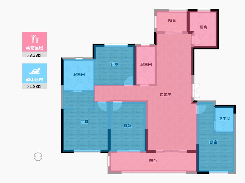 陕西省-咸阳市-中天诚品-135.04-户型库-动静分区