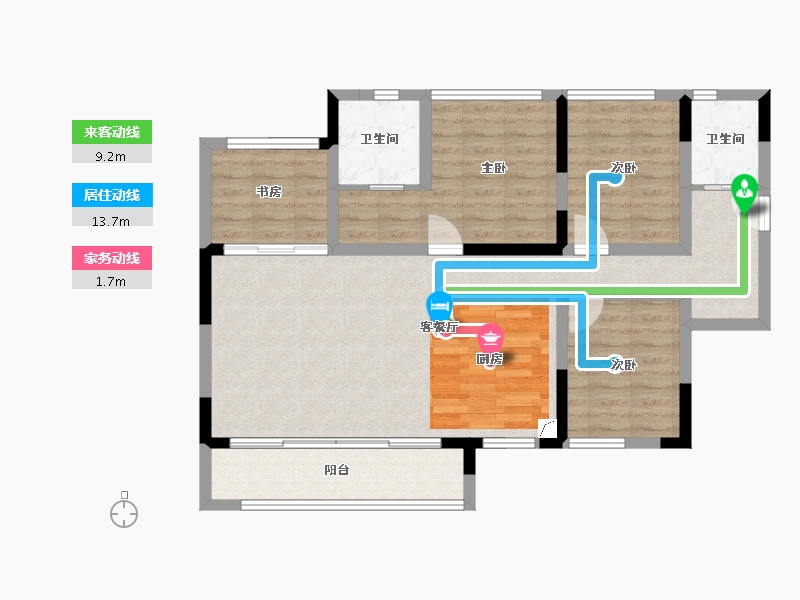 重庆-重庆市-橙珲上筑壹号-89.52-户型库-动静线