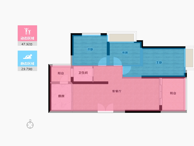 重庆-重庆市-珠江城-68.93-户型库-动静分区