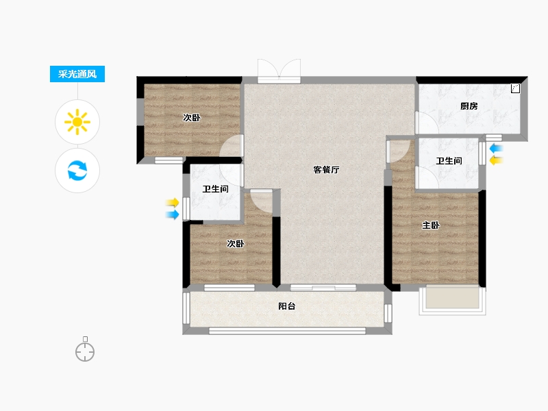 湖南省-长沙市-中建亮月湖-83.14-户型库-采光通风