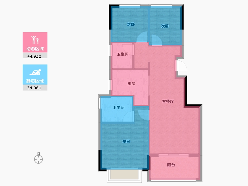 浙江省-金华市-保亿天润华府-71.19-户型库-动静分区