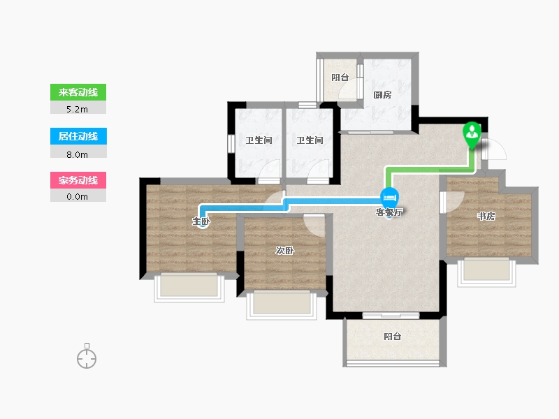 重庆-重庆市-溪山玥-80.16-户型库-动静线