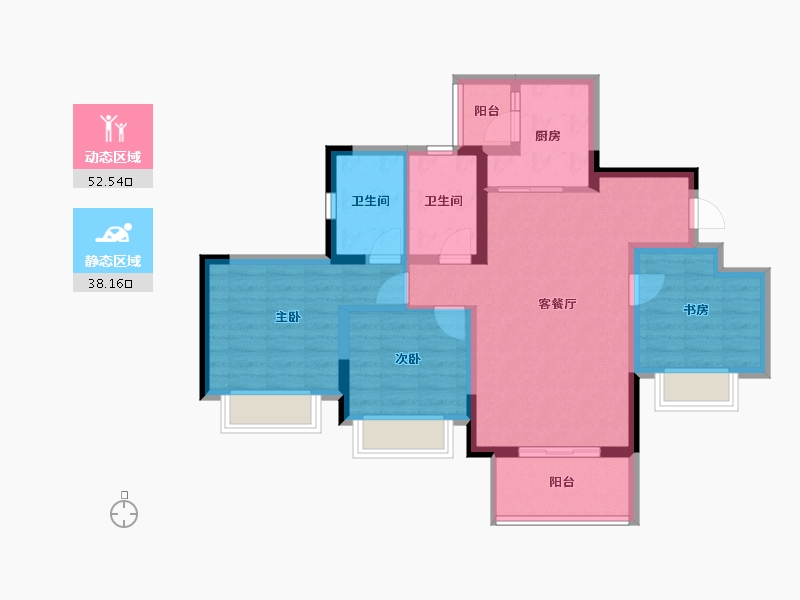 重庆-重庆市-溪山玥-80.16-户型库-动静分区