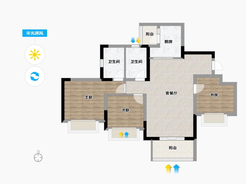 重庆-重庆市-溪山玥-80.16-户型库-采光通风