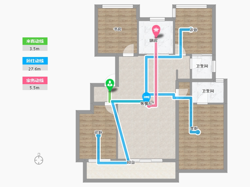 浙江省-绍兴市-祥生蓝光白马郡-103.46-户型库-动静线