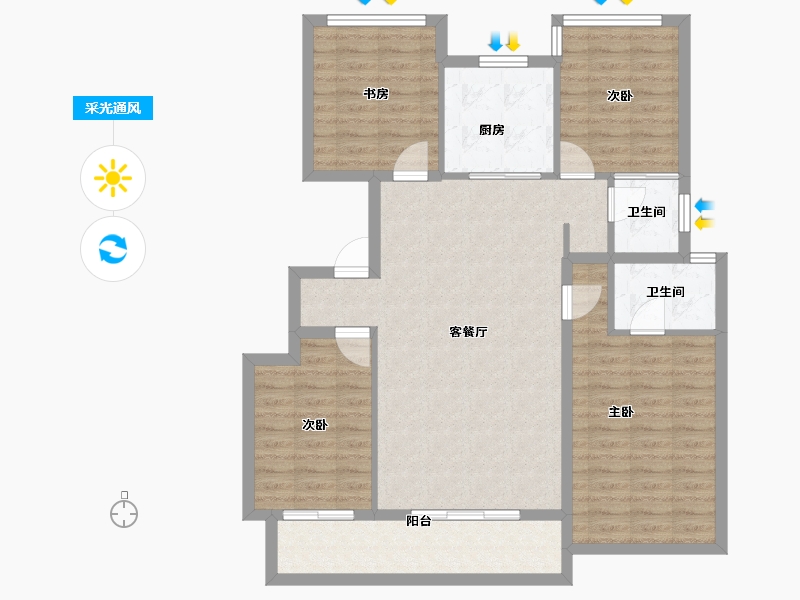 浙江省-绍兴市-祥生蓝光白马郡-103.46-户型库-采光通风