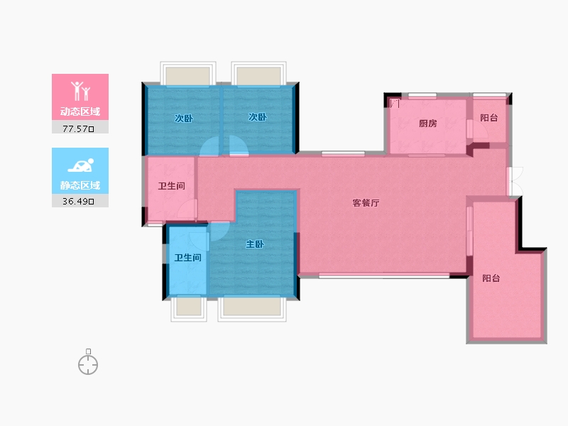 重庆-重庆市-龙湖千山新屿-102.35-户型库-动静分区