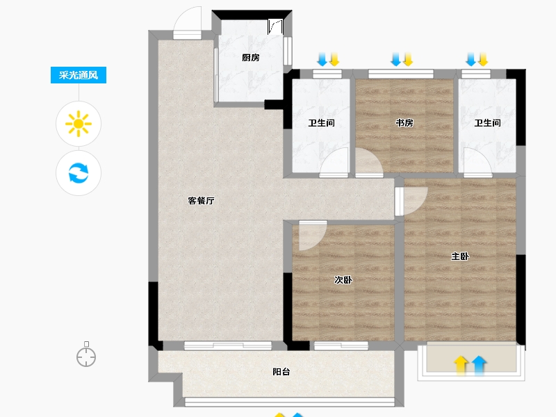 浙江省-绍兴市-世纪江湾-80.81-户型库-采光通风