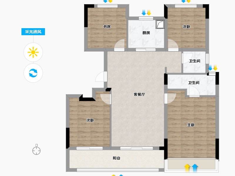 浙江省-绍兴市-金辉半岛云著-101.61-户型库-采光通风