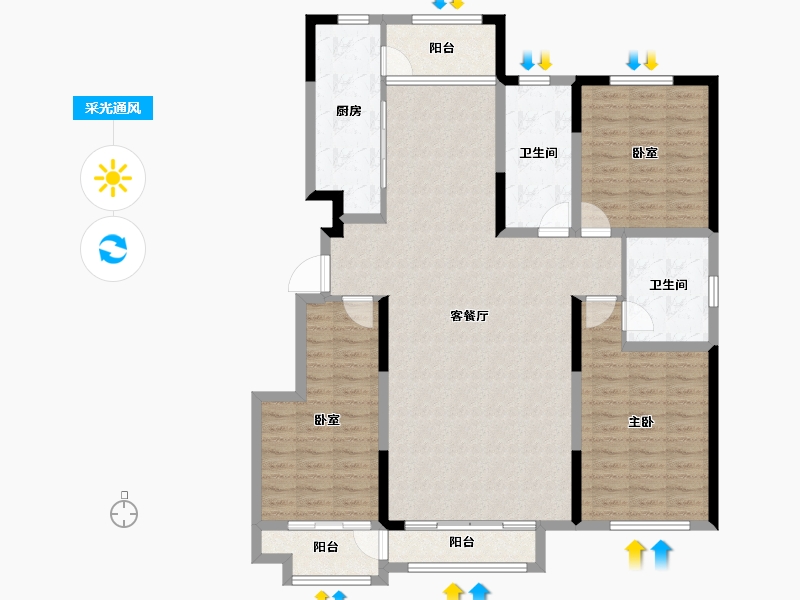 山东省-潍坊市-中冶潍坊公馆-130.40-户型库-采光通风