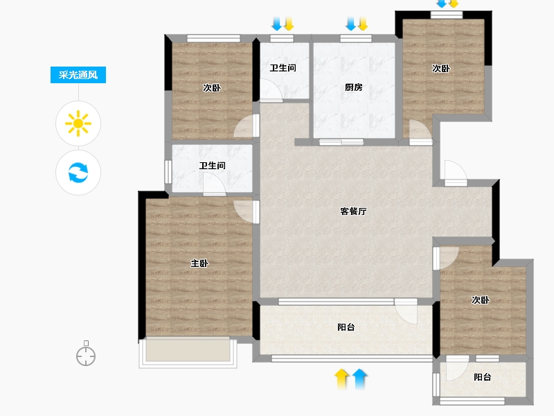 山东省-青岛市-龙湖春江天越-114.41-户型库-采光通风