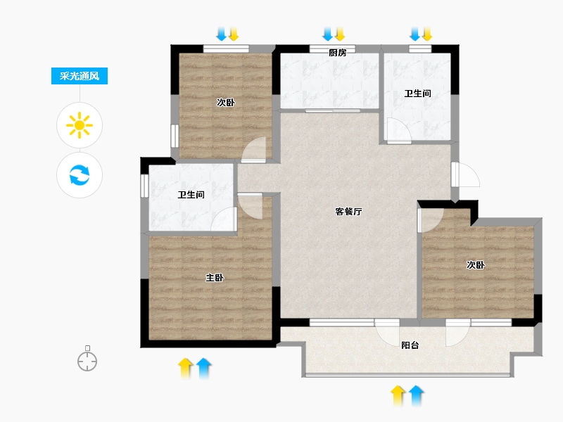 山东省-青岛市-海信珠山小镇-97.05-户型库-采光通风