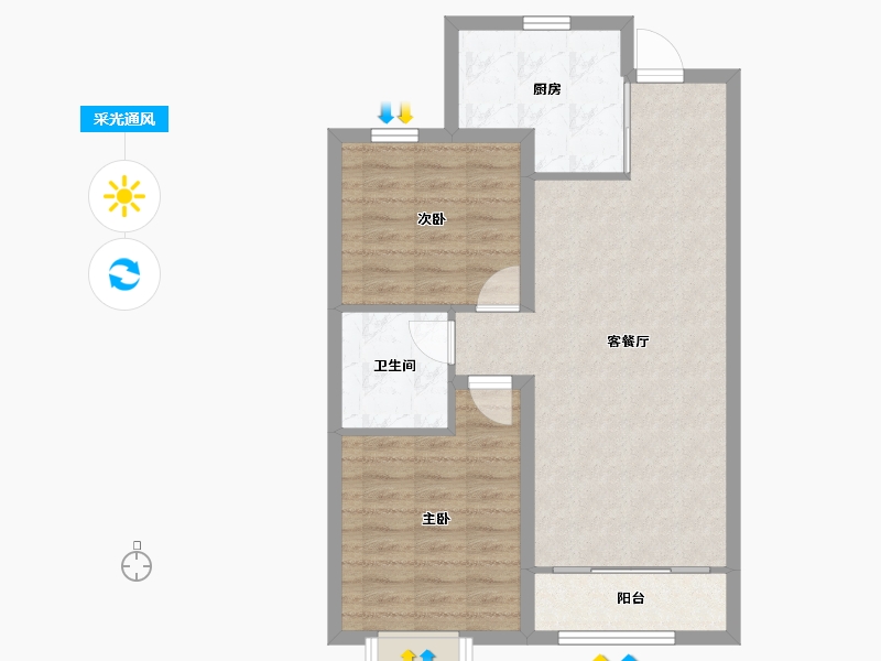 山东省-青岛市-鲁商泰晤士小镇-70.39-户型库-采光通风