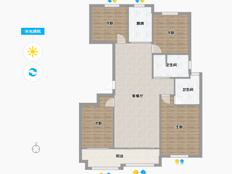 江苏省-南通市-怡沁园-138.00-户型库-采光通风