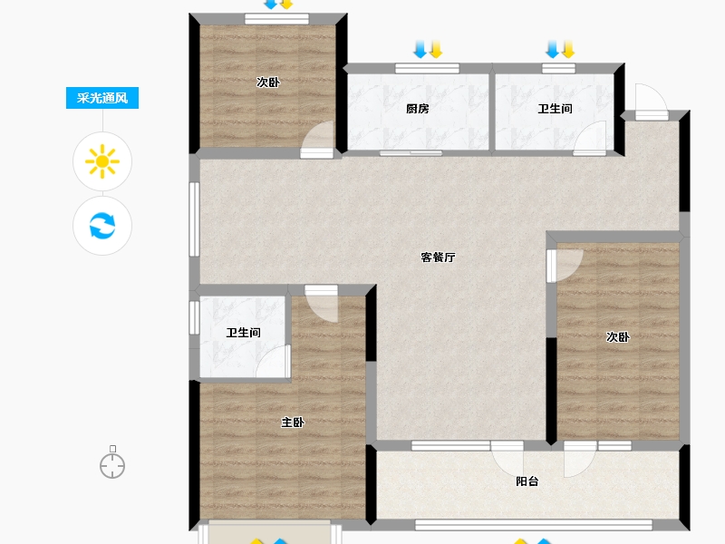 山东省-青岛市-龙湖春江天越-106.40-户型库-采光通风