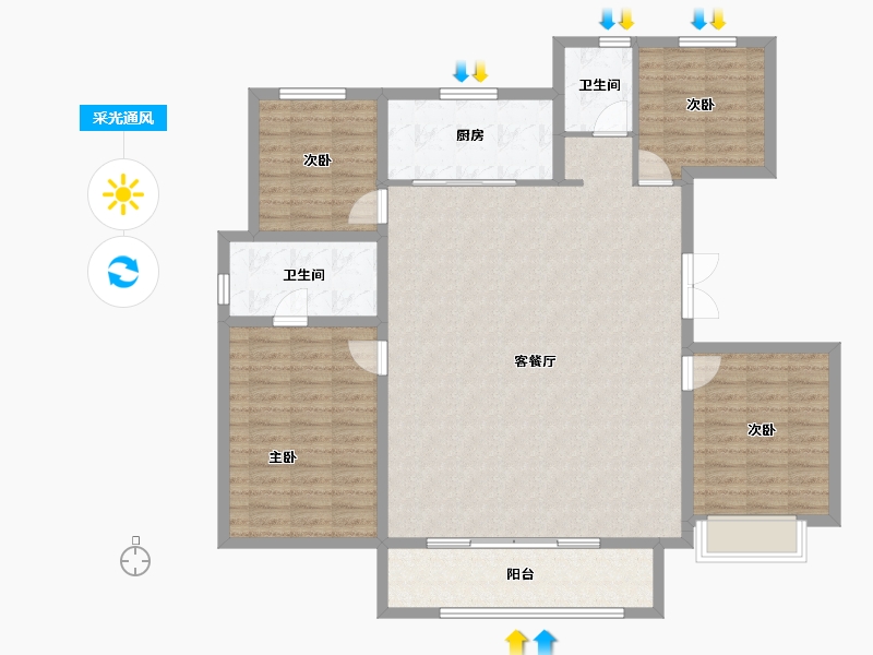 河北省-石家庄市-万科正定文化村-128.00-户型库-采光通风