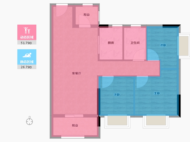 广东省-中山市-建发昇荟庭-70.40-户型库-动静分区