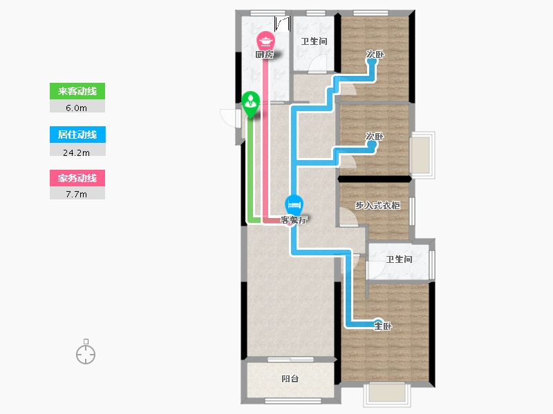 湖北省-武汉市-万科新世纪翡翠滨江-105.60-户型库-动静线