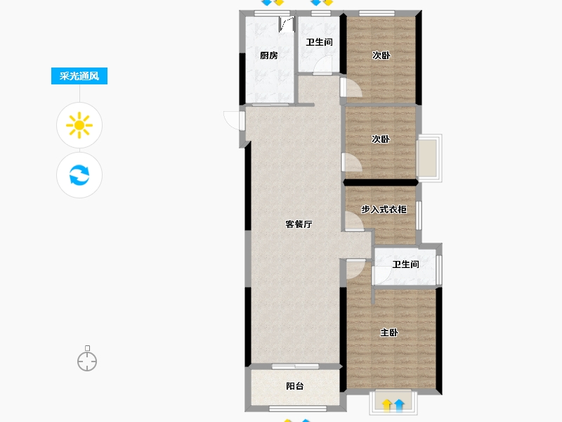 湖北省-武汉市-万科新世纪翡翠滨江-105.60-户型库-采光通风