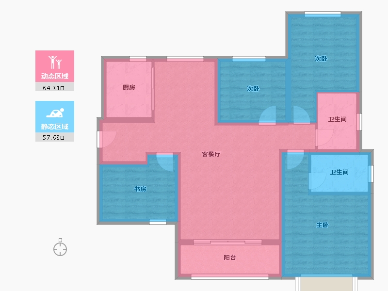 陕西省-西安市-金泰·贞观悦府-109.00-户型库-动静分区