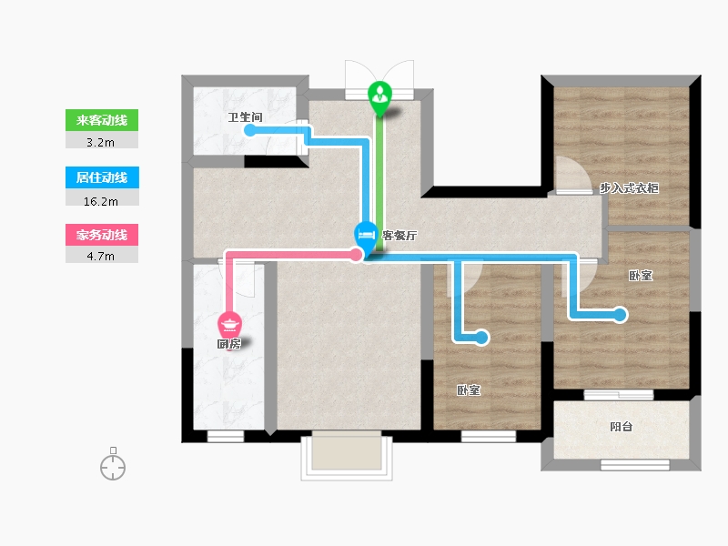 河北省-石家庄市-长丰路6号-70.25-户型库-动静线