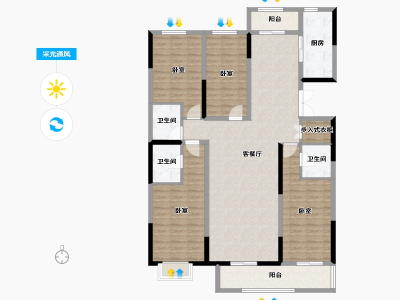 河北省-石家庄市-长丰路6号-133.34-户型库-采光通风